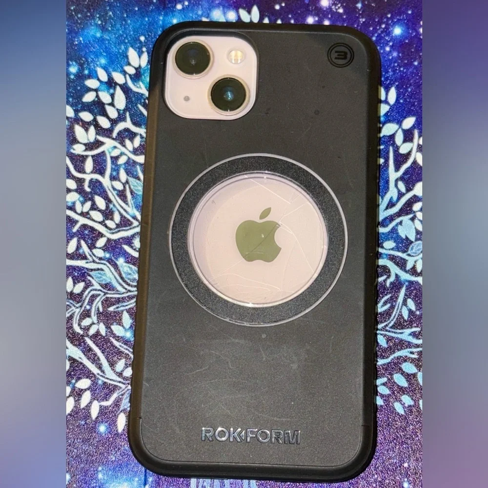 Apple iPhone with Black Protective Case